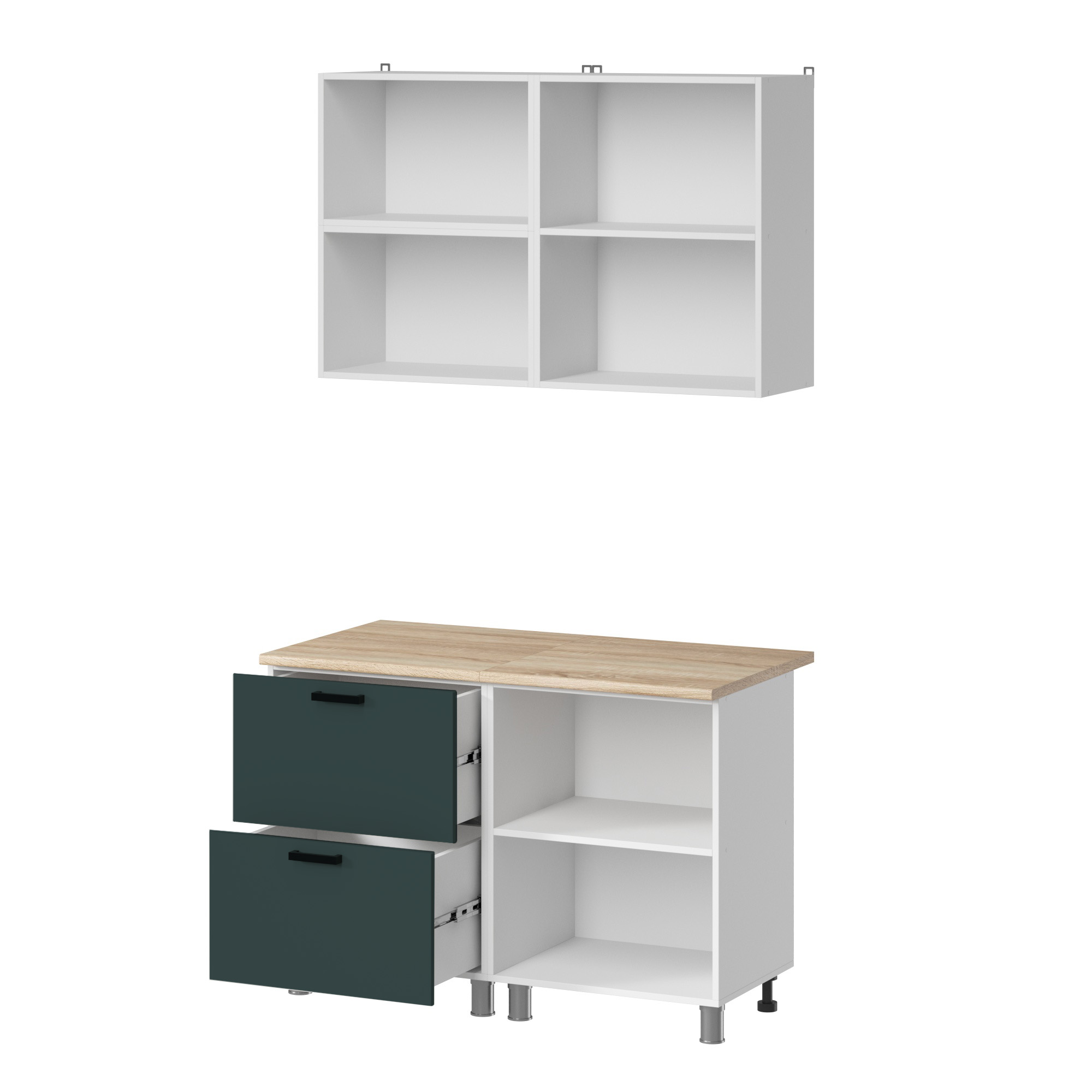 МК Аленушка 1,2м с ящ. Лаванда Изумруд,скоба черный,сонома