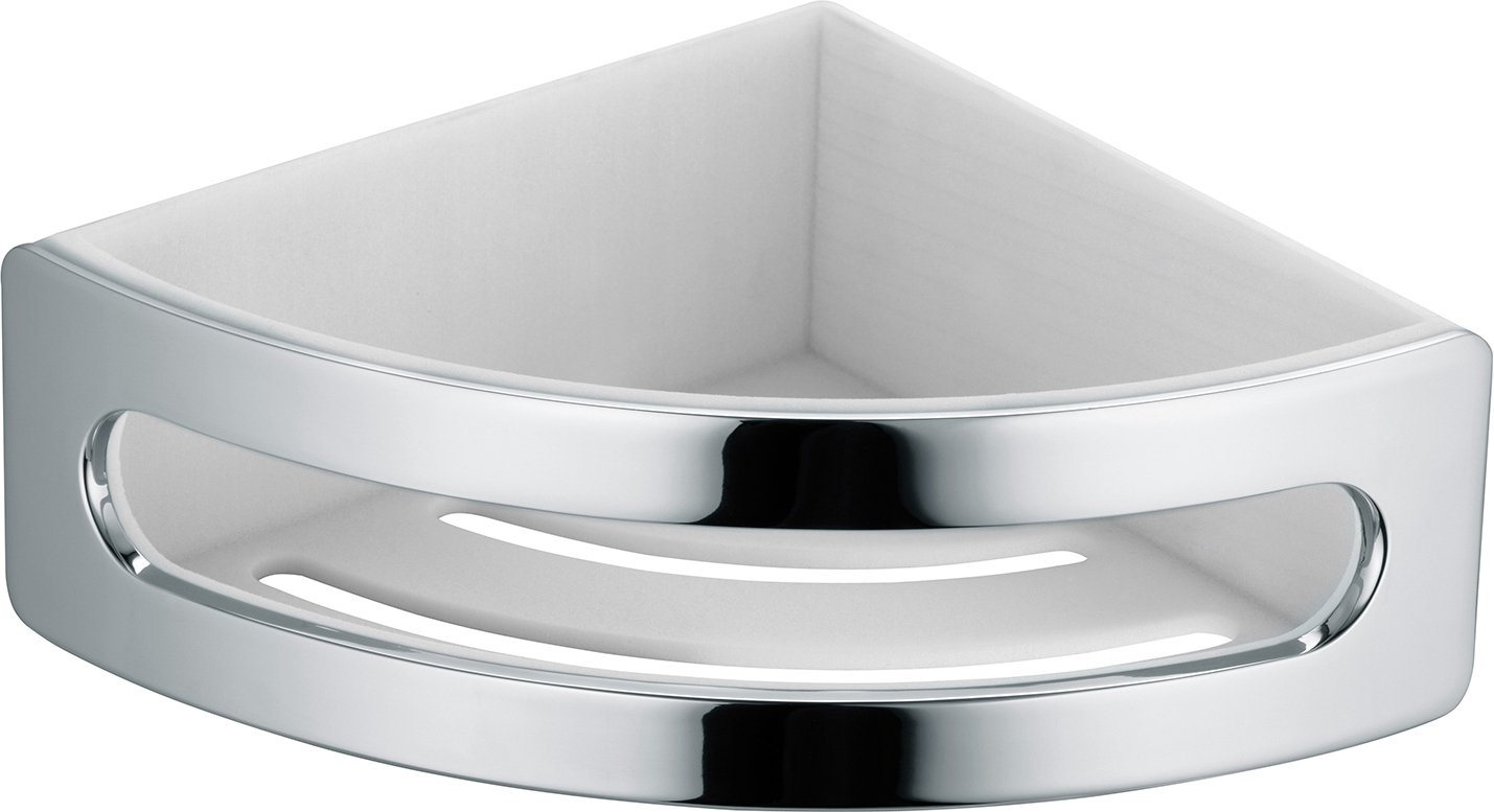 11657010000 ELEGANCE Угловая корзинка для губки, хром/белый