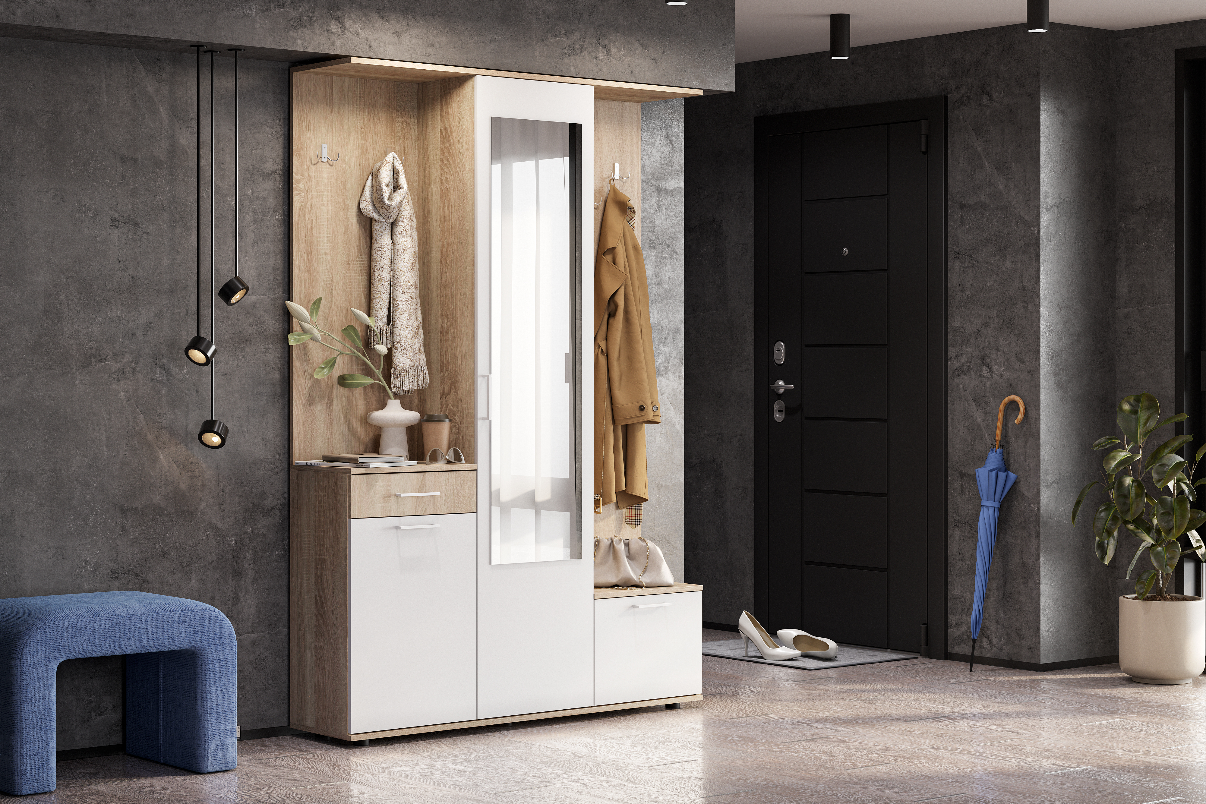 Прихожая ПР 1, Дуб сонома, Белый