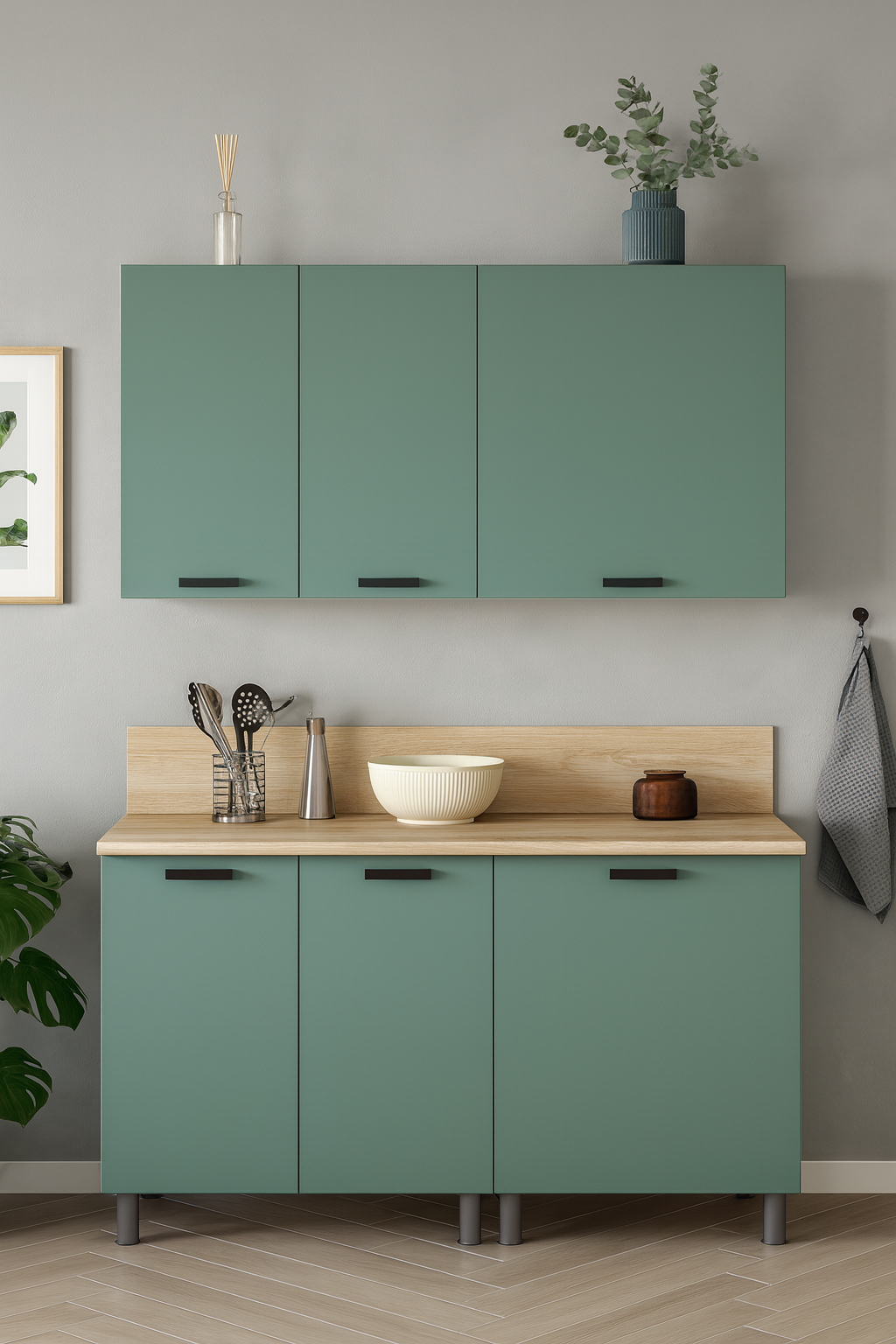 МК Аленушка Н 600 Орешник, Матовая Мята, скоба черный