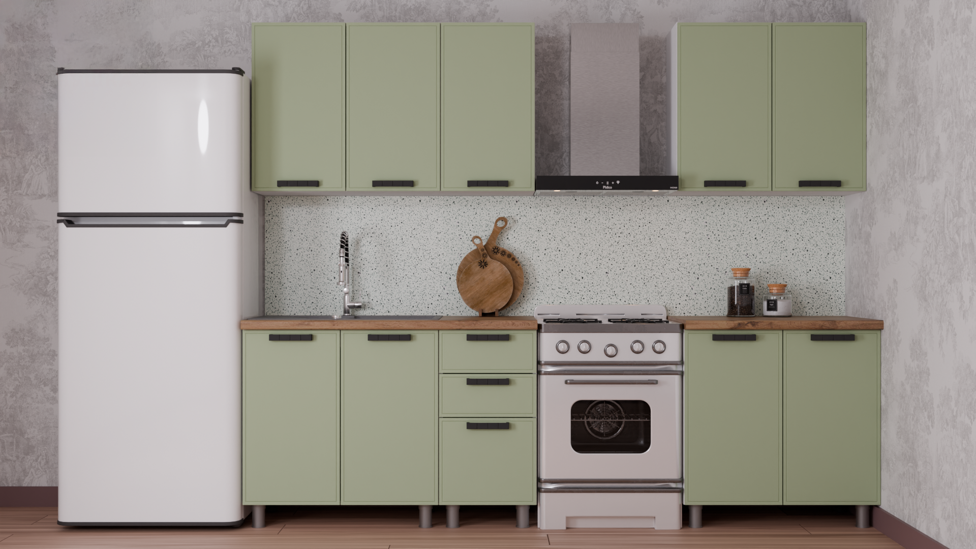 ГК Аленушка 2 м Магнолия Фисташка/Фисташка,скоба черный,сонома