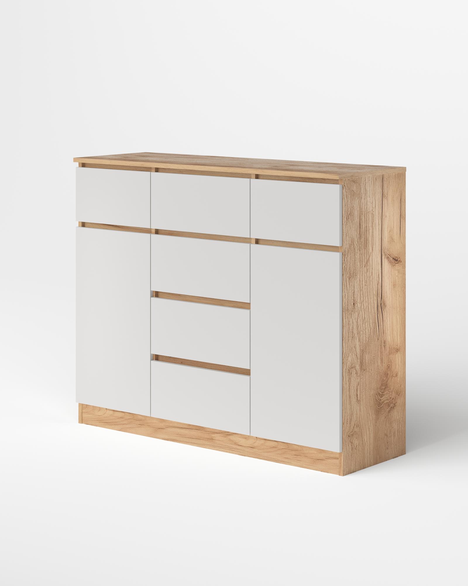 МС Охта Лайт Комод 1200.4 Дуб ВотанБелый гладкий