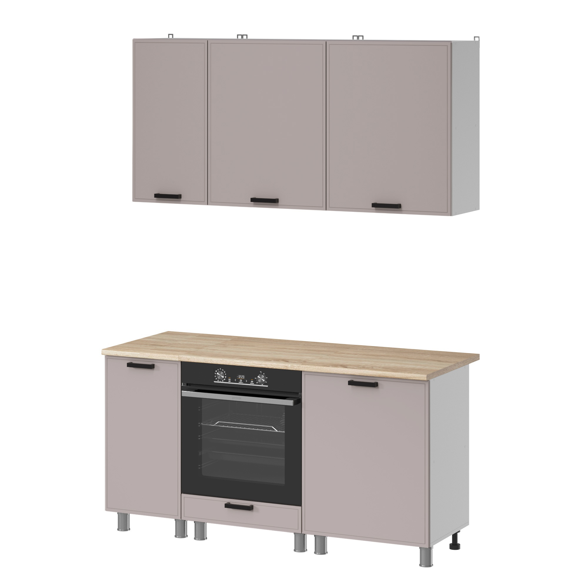 МК Аленушка 1,6м в.6 Магнолия Кашемир,скоба черный,сонома