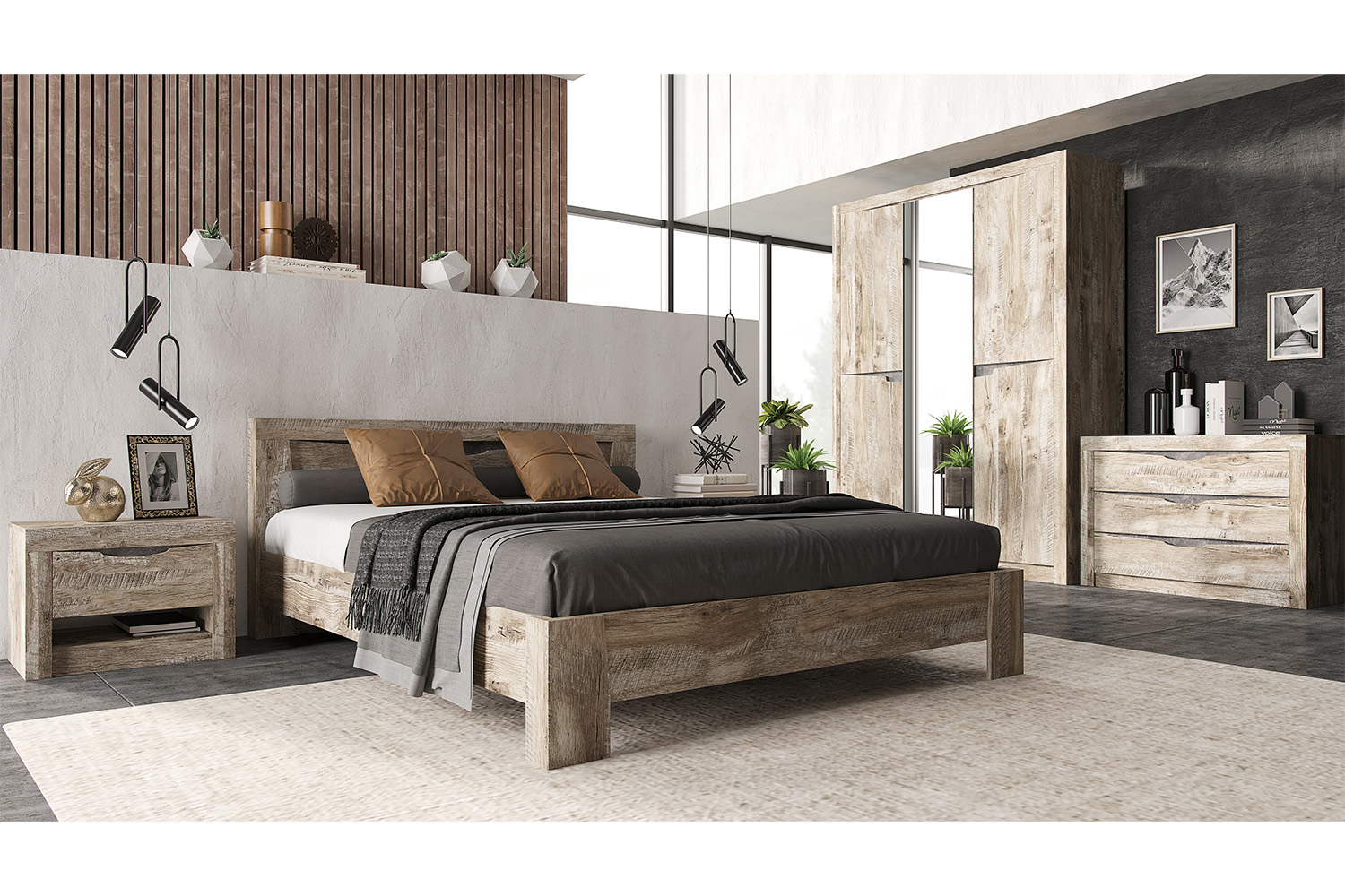 Комод Ривьера, Дуб Юкон, Бетон темный