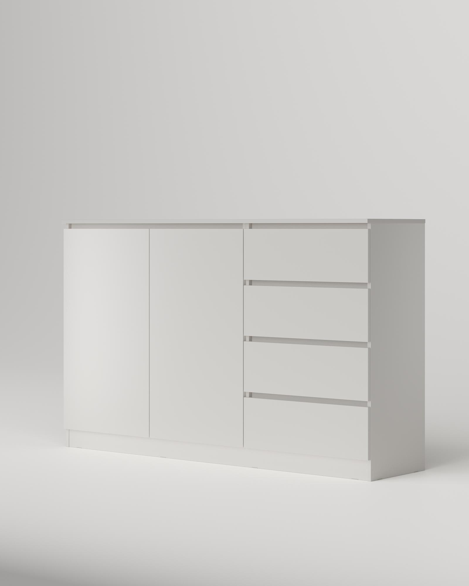 МС Охта Лайт Комод 1600.4 Белый гладкий