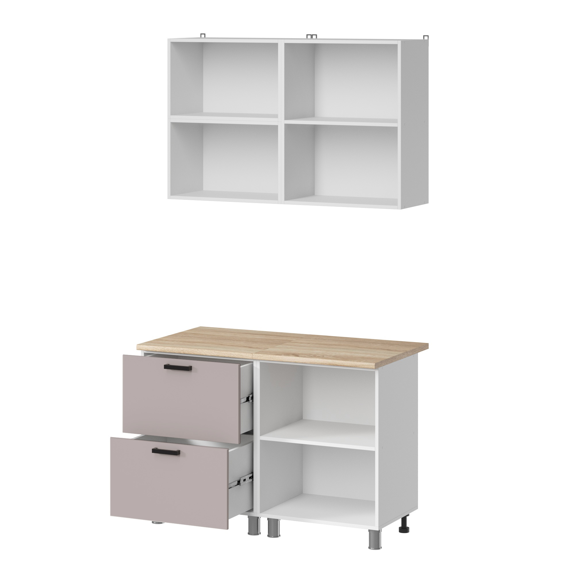 МК Аленушка 1,2м с ящ. Лаванда Кашемир,скоба черный,сонома