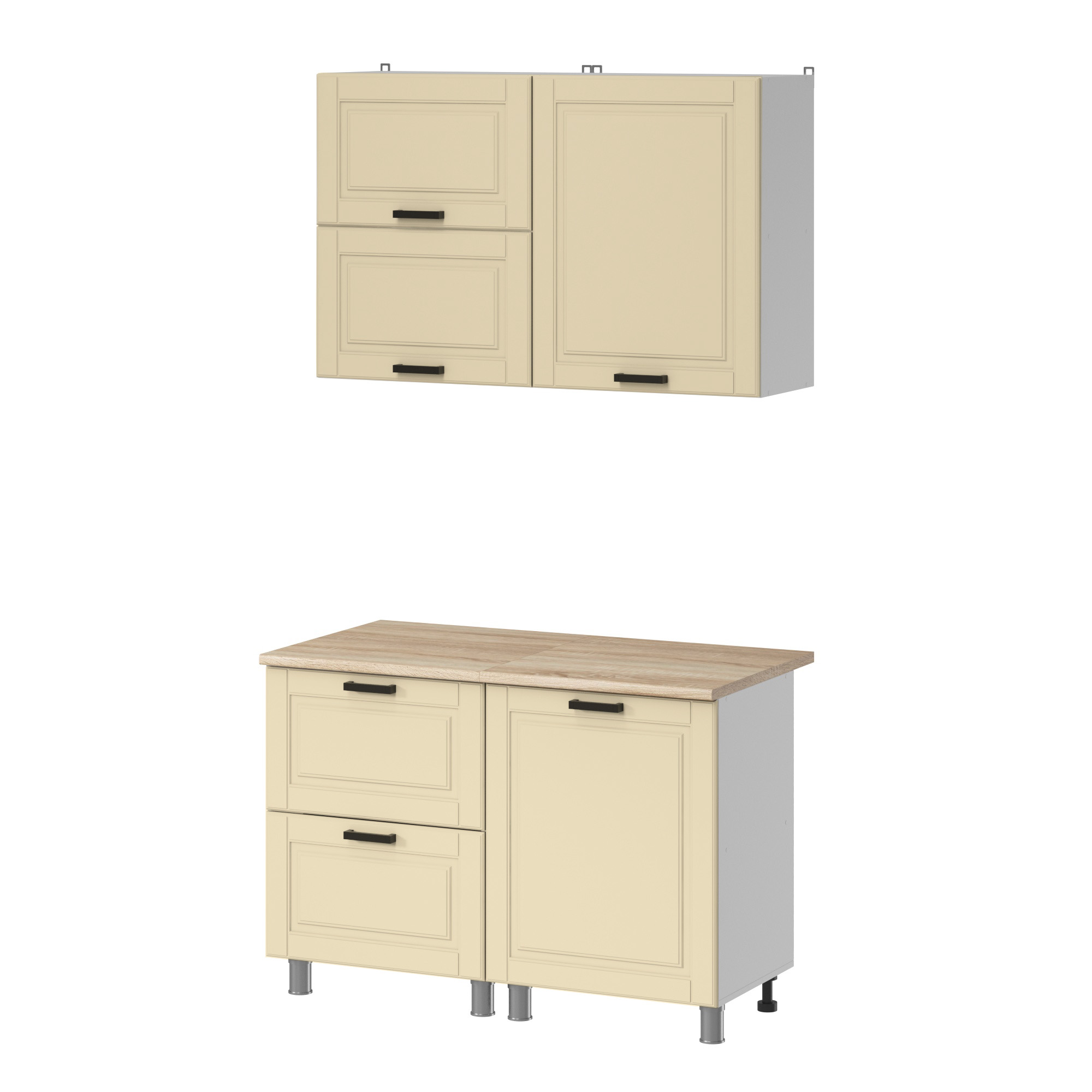 МК Аленушка 1,2м с ящ.в 2 Астра Крем,скоба черный,сонома