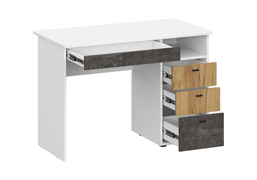 Стол письменный Анри белый текстурный / дуб золотой / железный камень