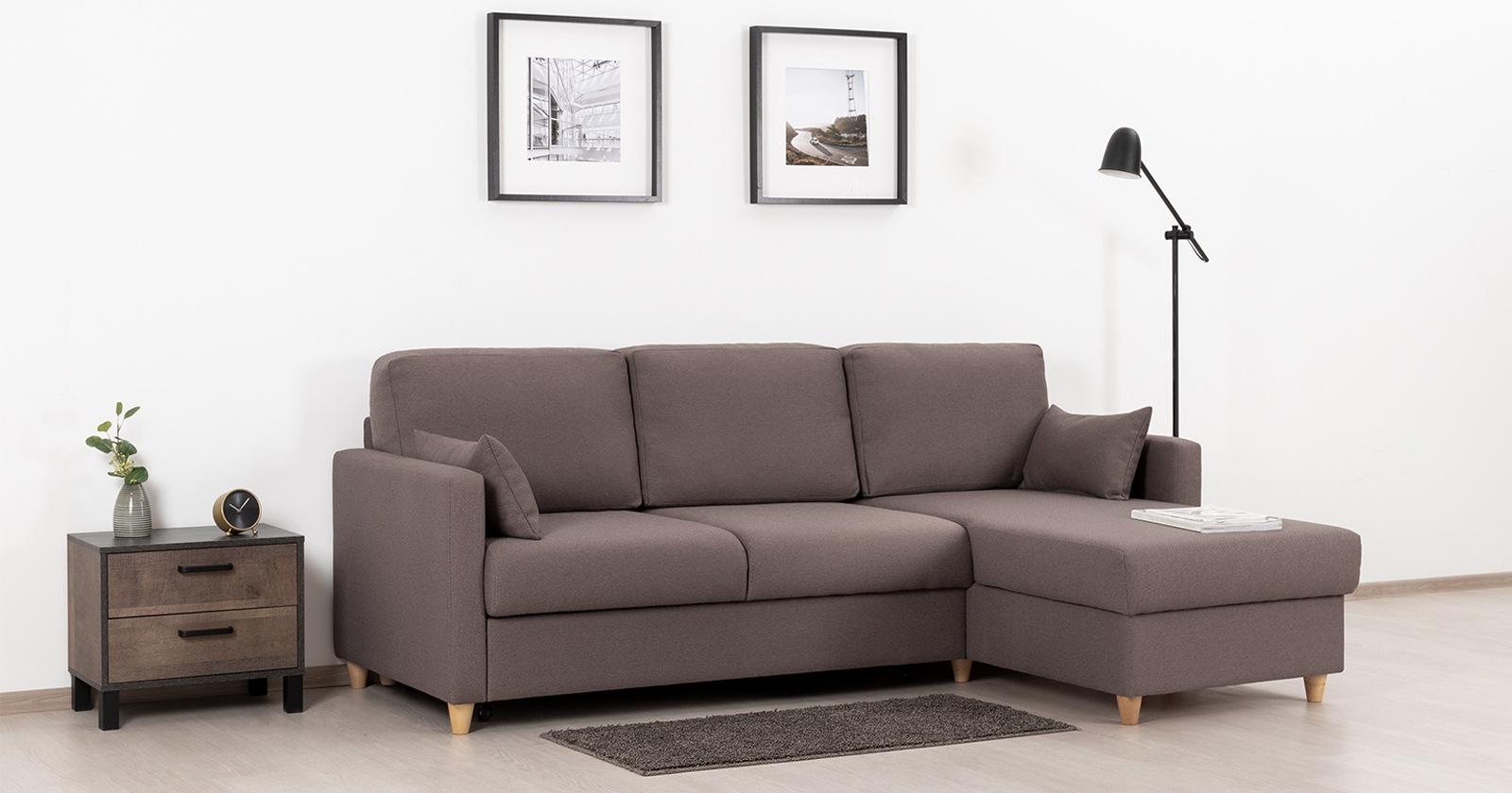 Диван кровать угловой Дилан, Коричневый