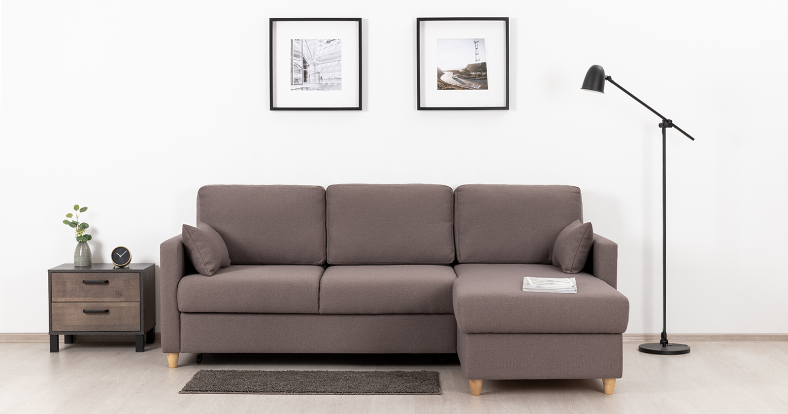 Диван кровать угловой Дилан, Коричневый