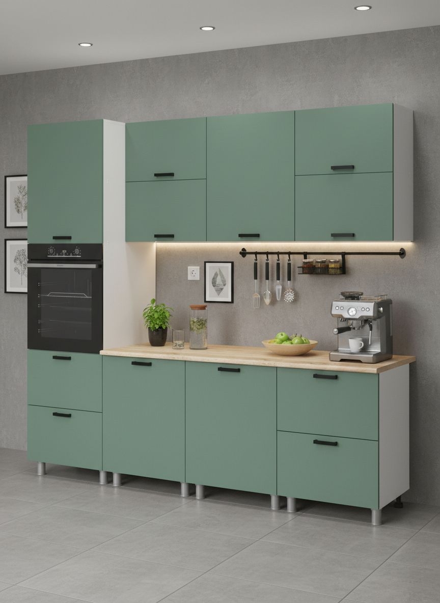 МК Аленушка ВГ 600 Орешник, Матовая Мята,скоба черный