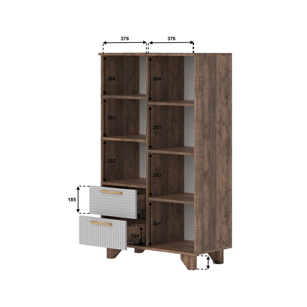 Ньёрд Шкаф 800 Дуб Самдал/Белый софт матовый