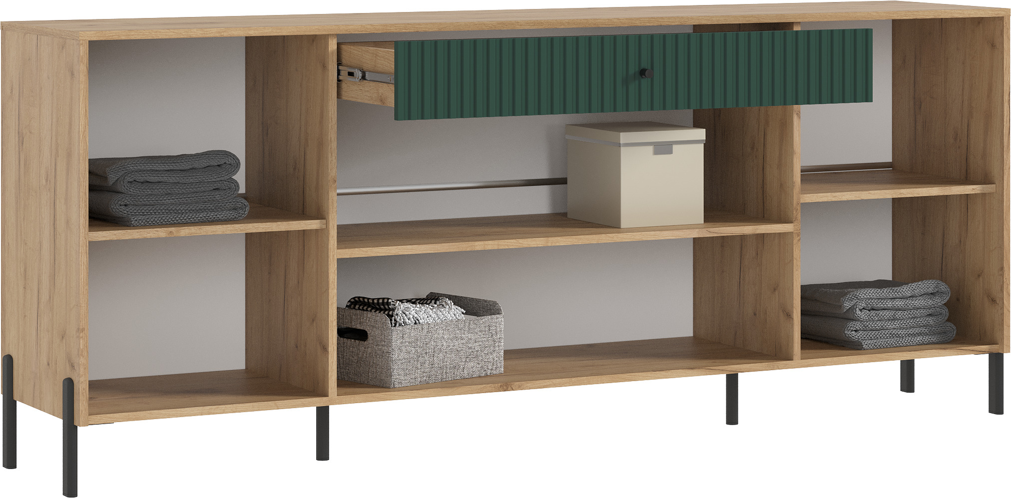 Комод Оливия (металл), Дуб Крафт, Браш Мени Грин