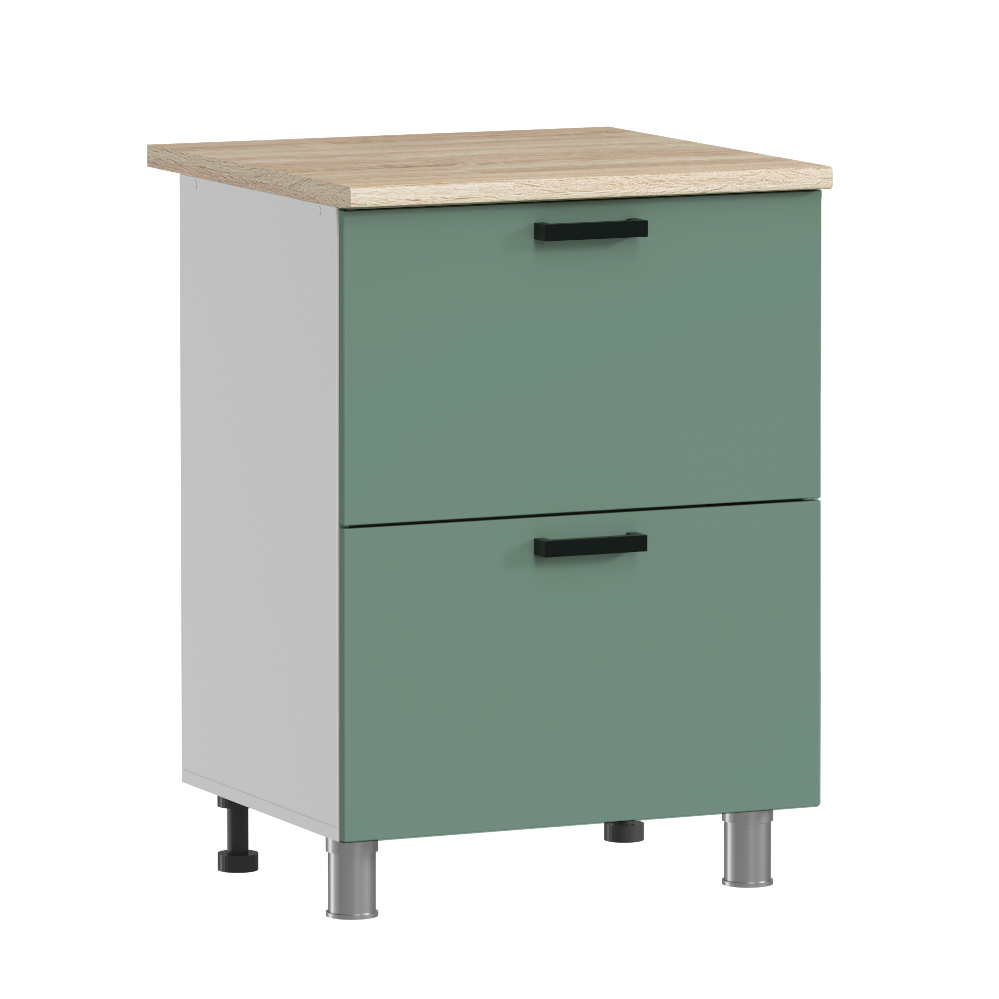 МК Аленушка Н2Я 600 Орешник, Матовая Мята, скоба черный (со столешницей)