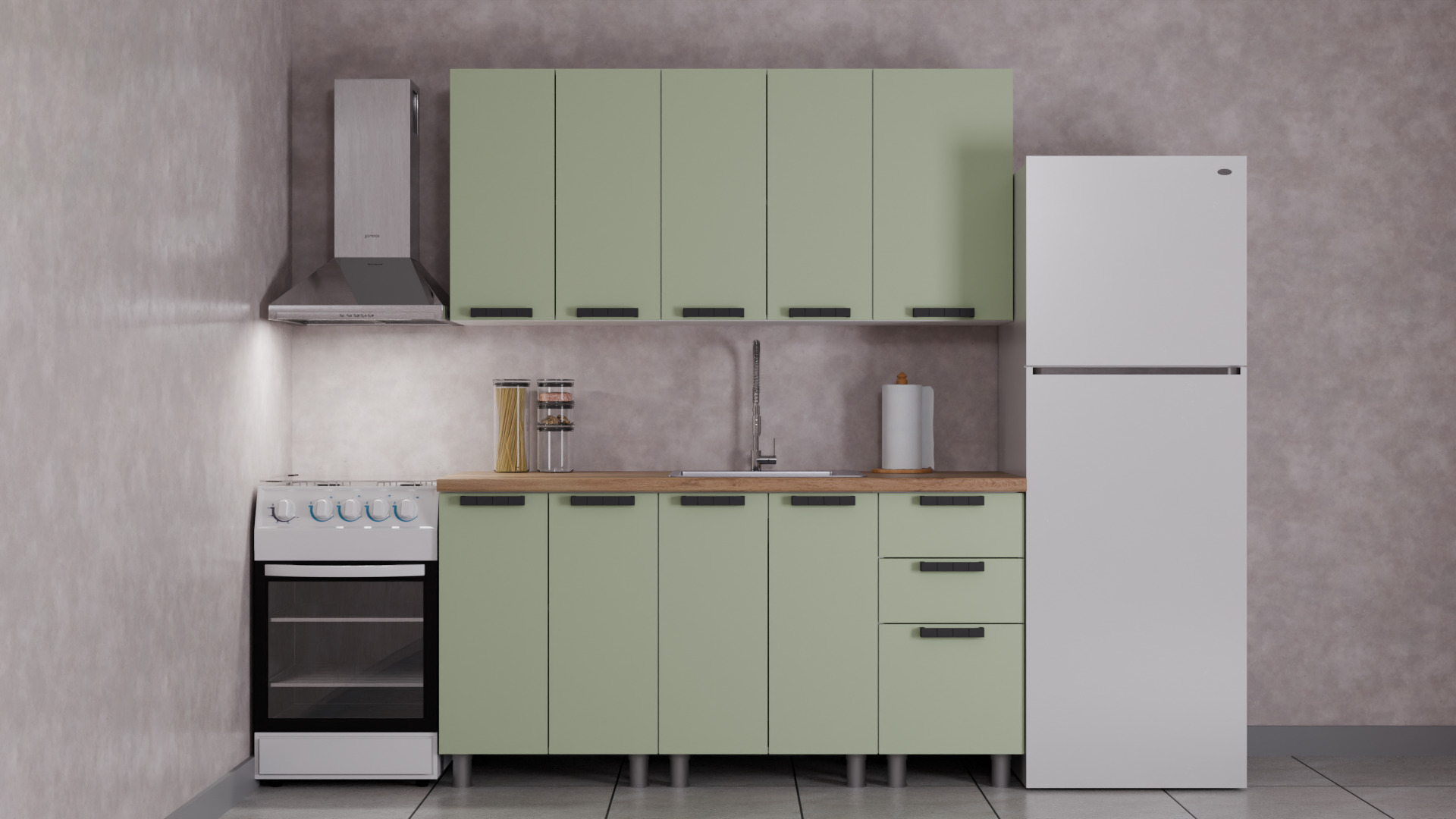 ГК Аленушка 1,6м  Лаванда Фиcташка/Фисташка,скоба черный,сонома