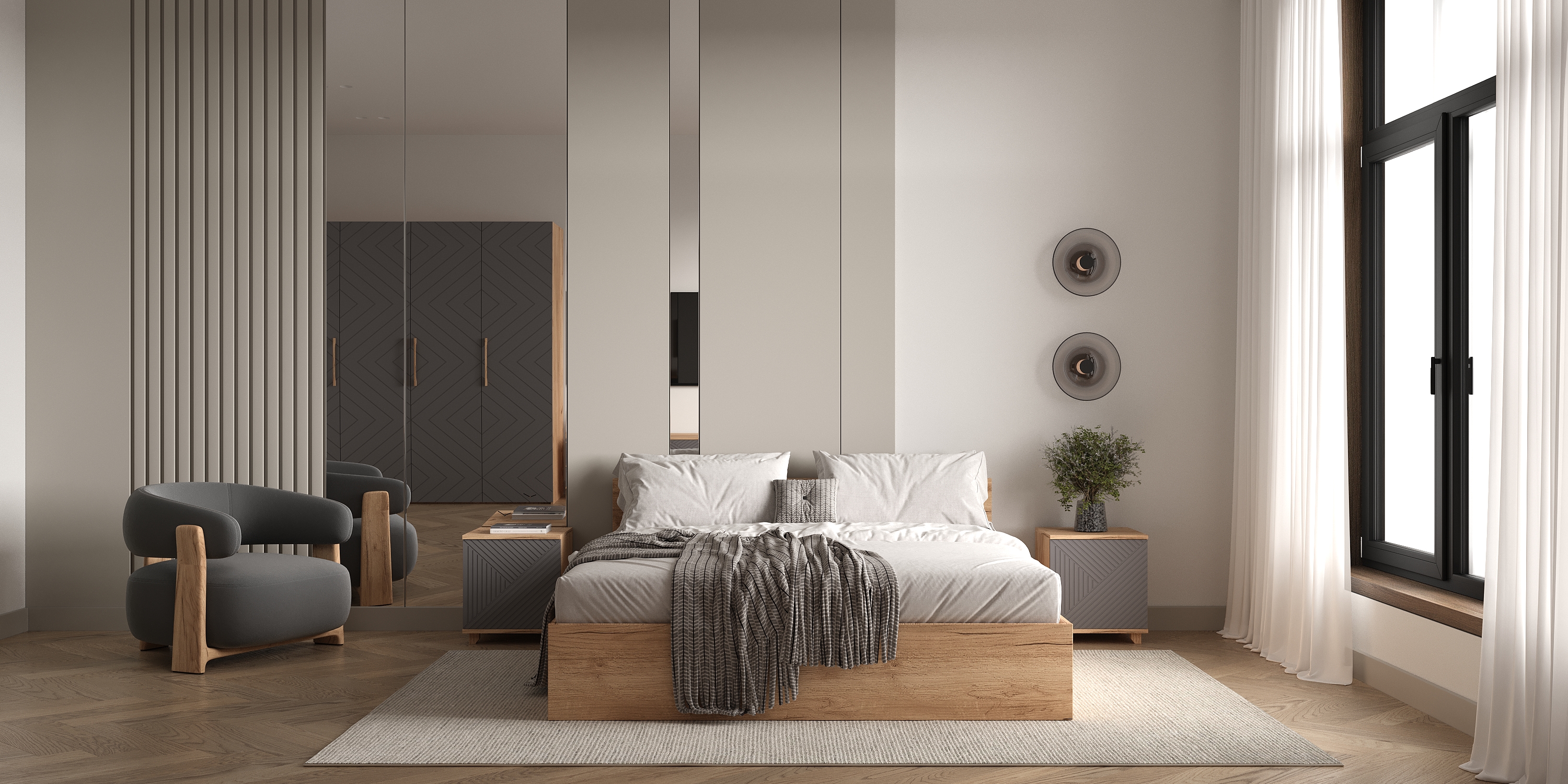 Шкаф Ньёрд 1800 Дуб вотан/Черника