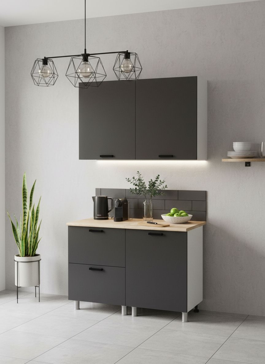 МК Аленушка 1,2м с ящ. Лаванда Сталь,скоба черный,сонома