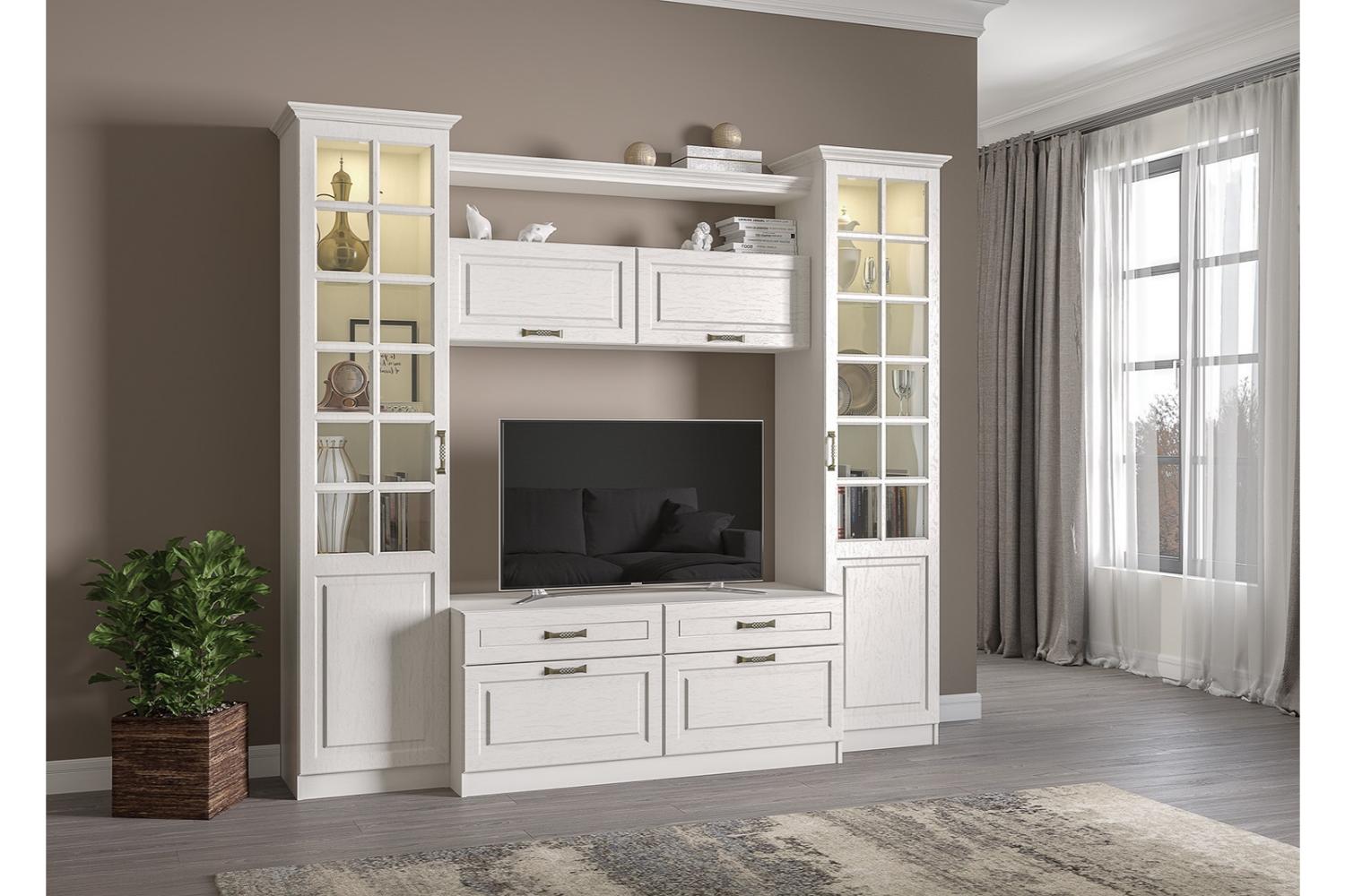 Ливерпуль Шкаф - витрина Белый, ясень ваниль