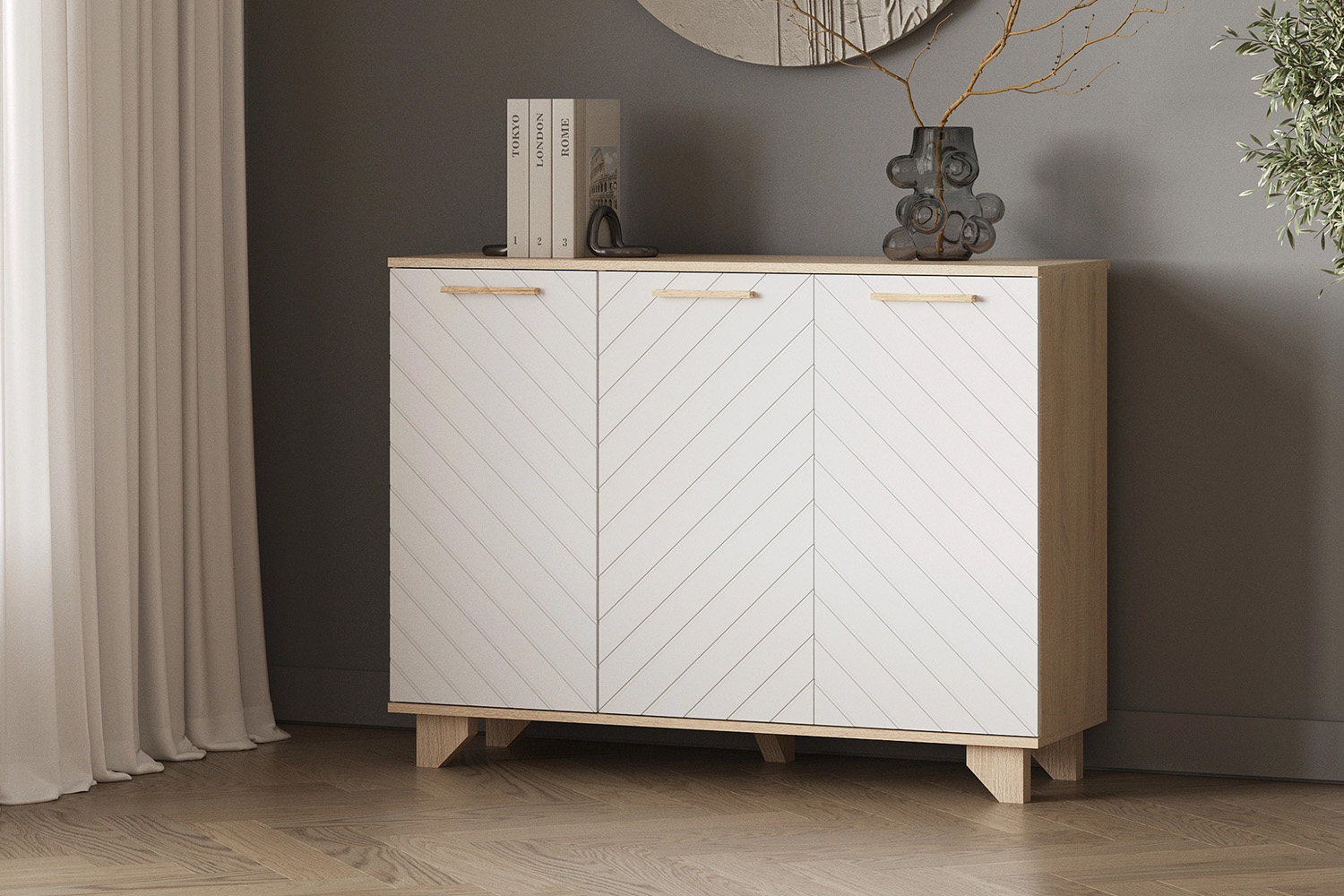 Ньёрд Комод 1200 Дуб Сонома/Белый софт матовый