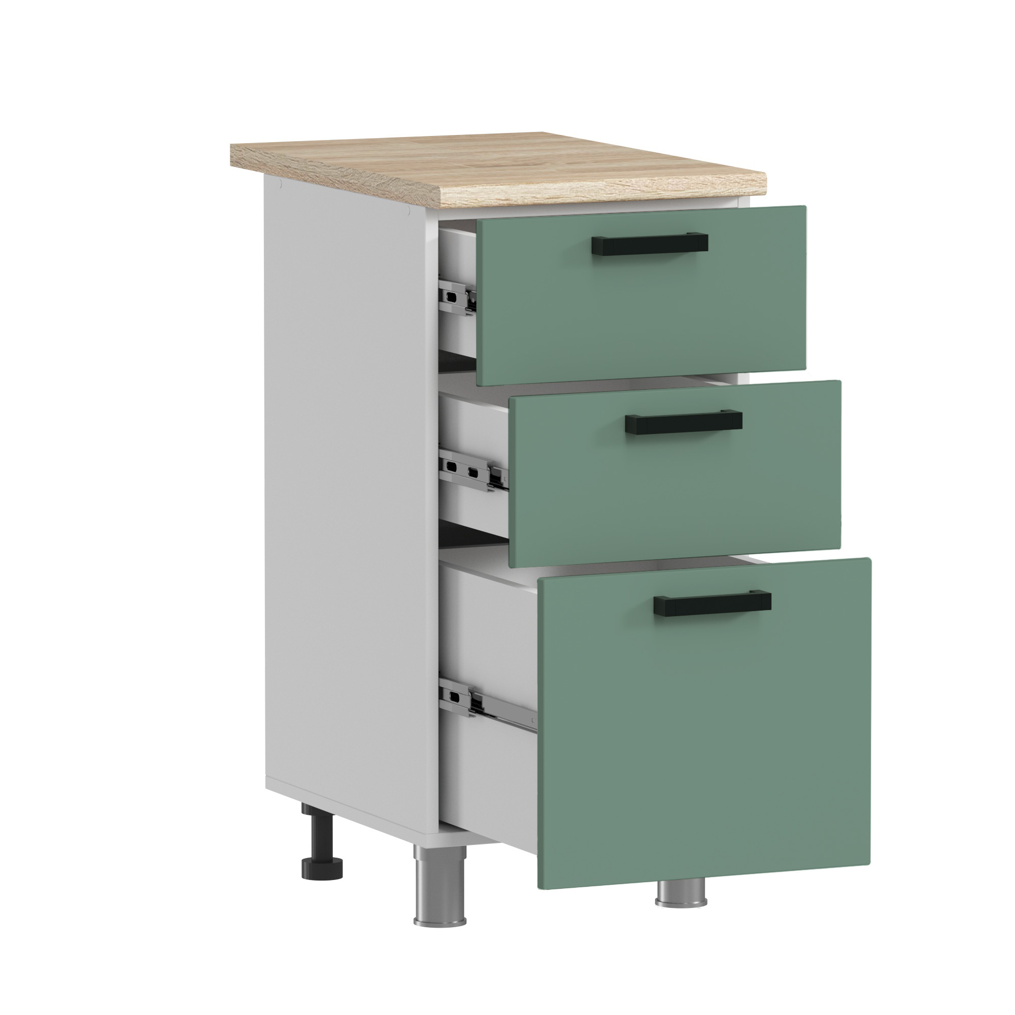 МК Аленушка Н3Я 400 Орешник, Матовая Мята,скоба черный (со столешницей)