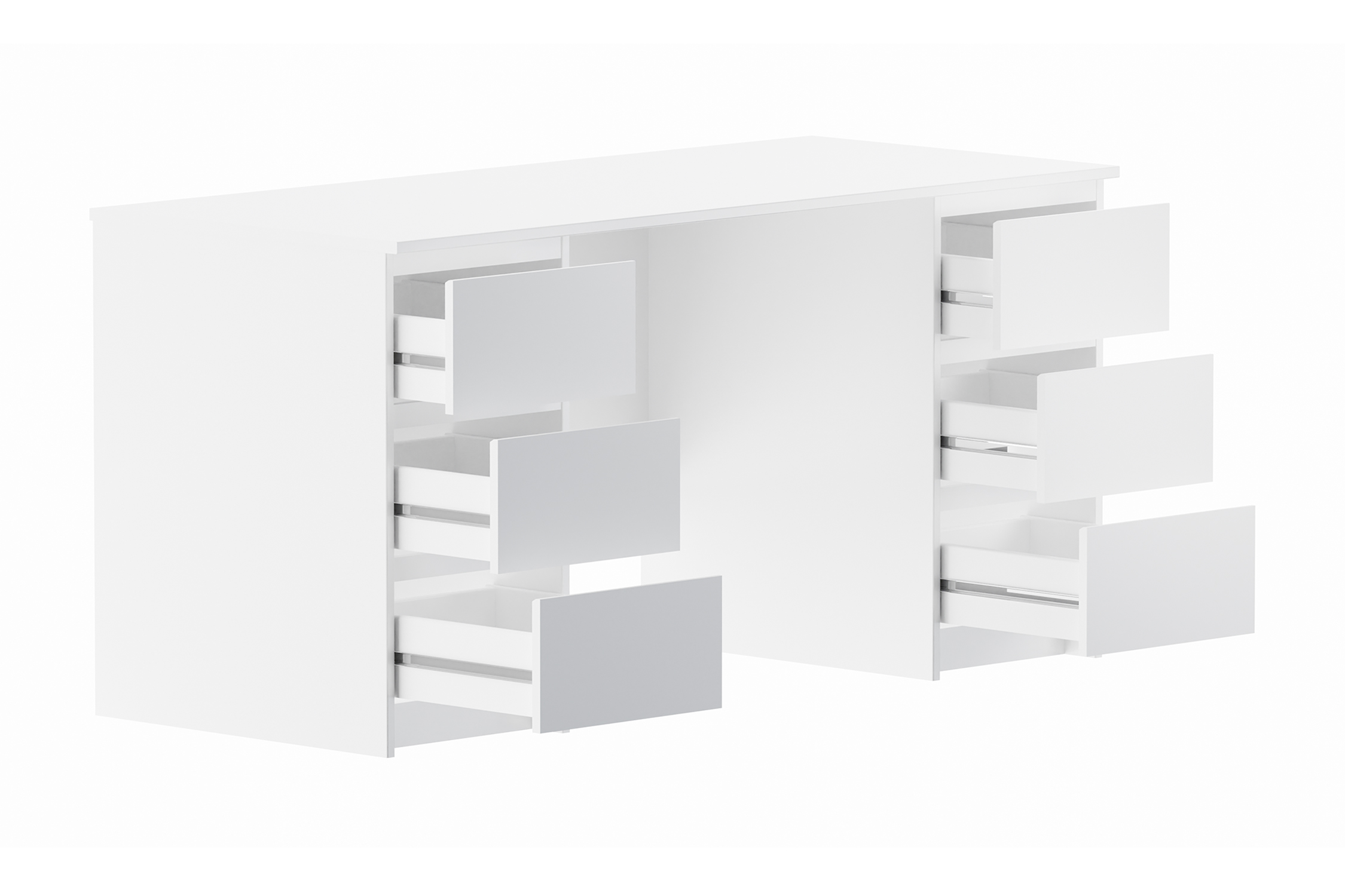 Письменный стол Кастор белый 6 ящиков