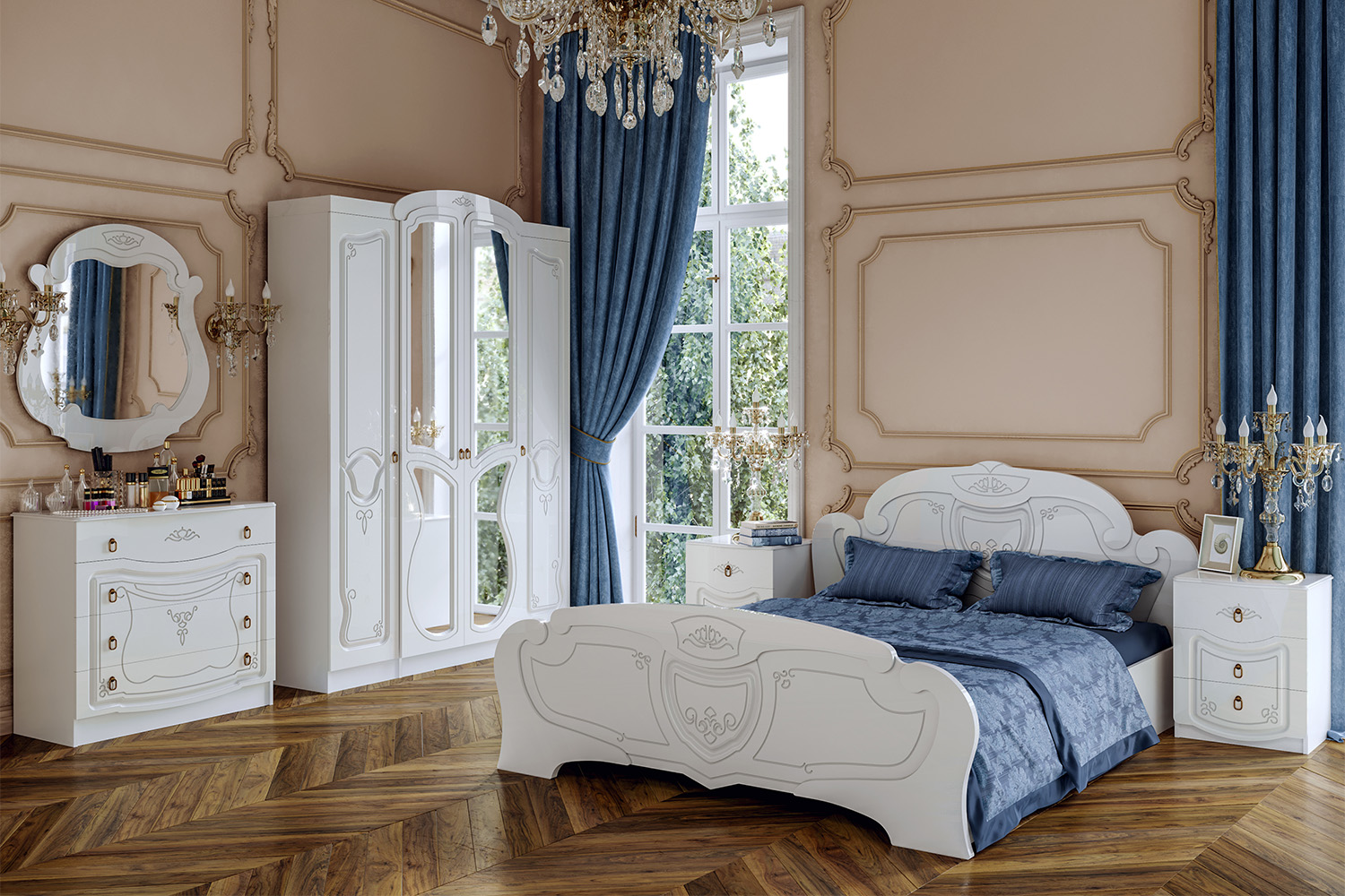 Комод Мария, Белый глянец холодный, Белый