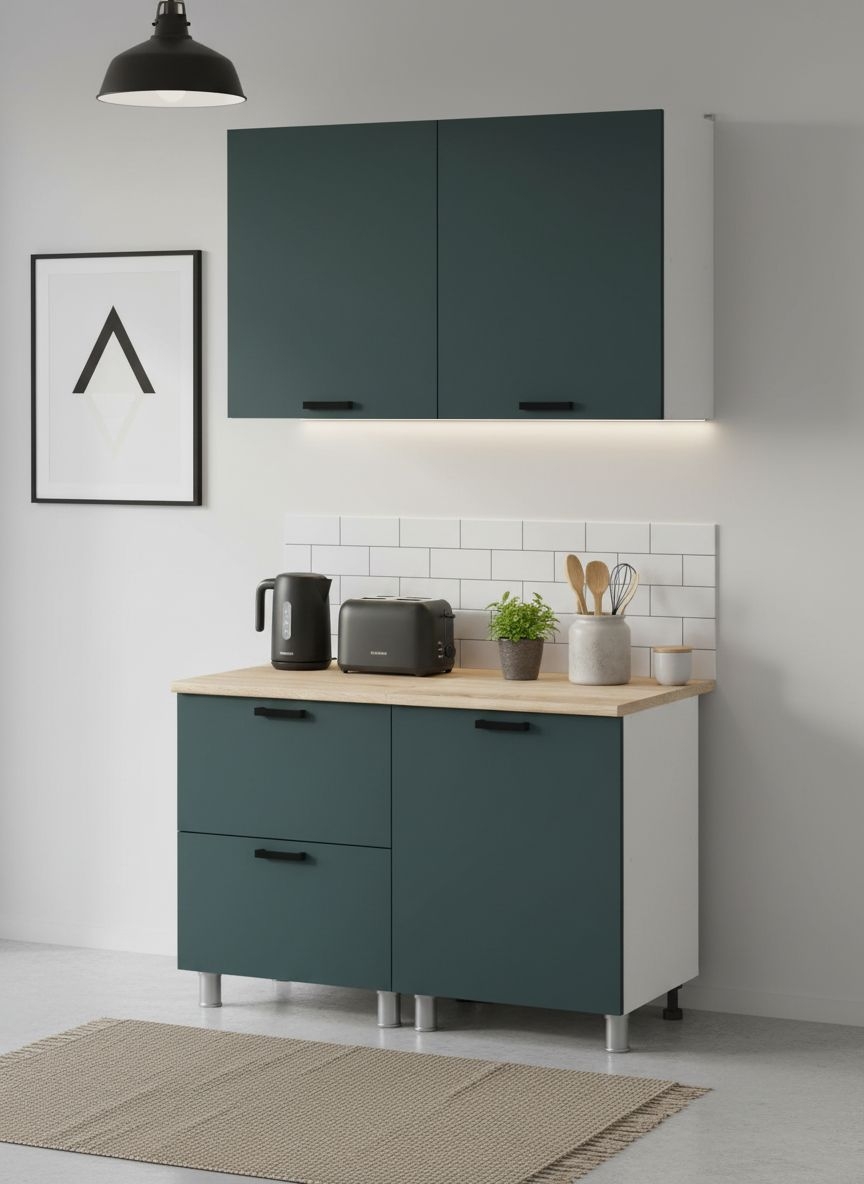 МК Аленушка 1,2м с ящ. Лаванда Изумруд,скоба черный,сонома