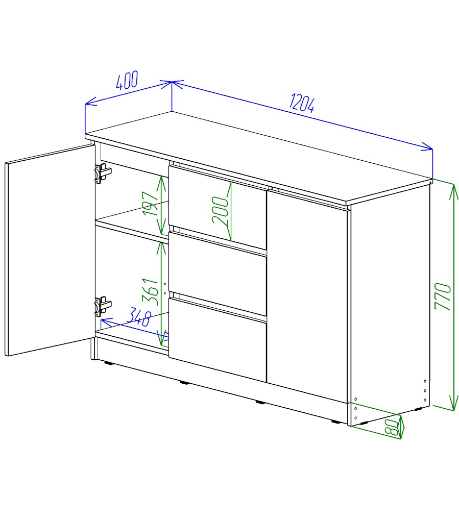 МС Охта Лайт Комод 1200.3 Антрацид