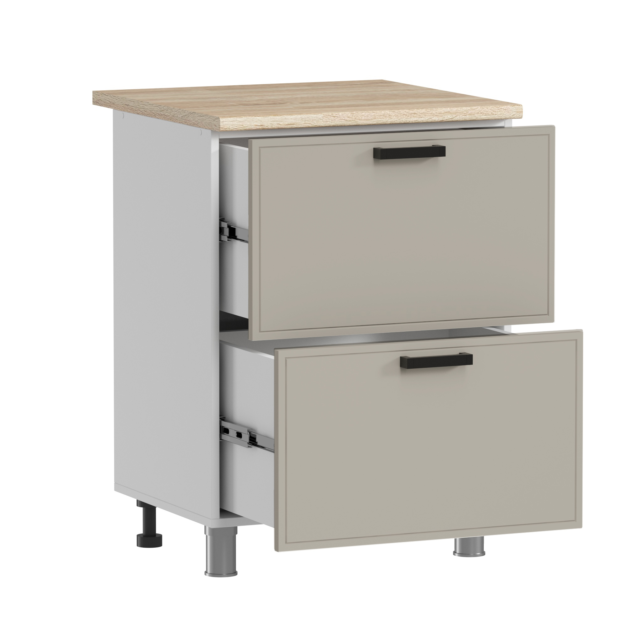 МК Аленушка Н2Я 600 Магнолия Керамика,скоба черный (со столешницей)