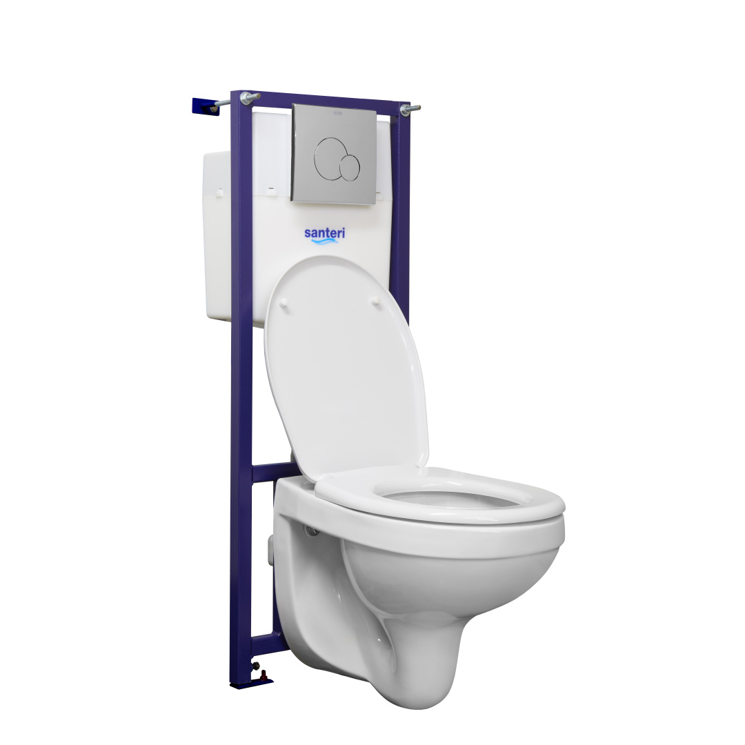 138159S0000B0 Пэк Альфа (подвес. унитаз с сиденьем полипр, инсталляция, панель хром. глянец)