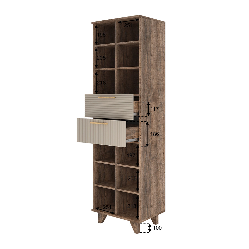 Ньёрд Стеллаж Н  Дуб Самдал / Ива пепельная