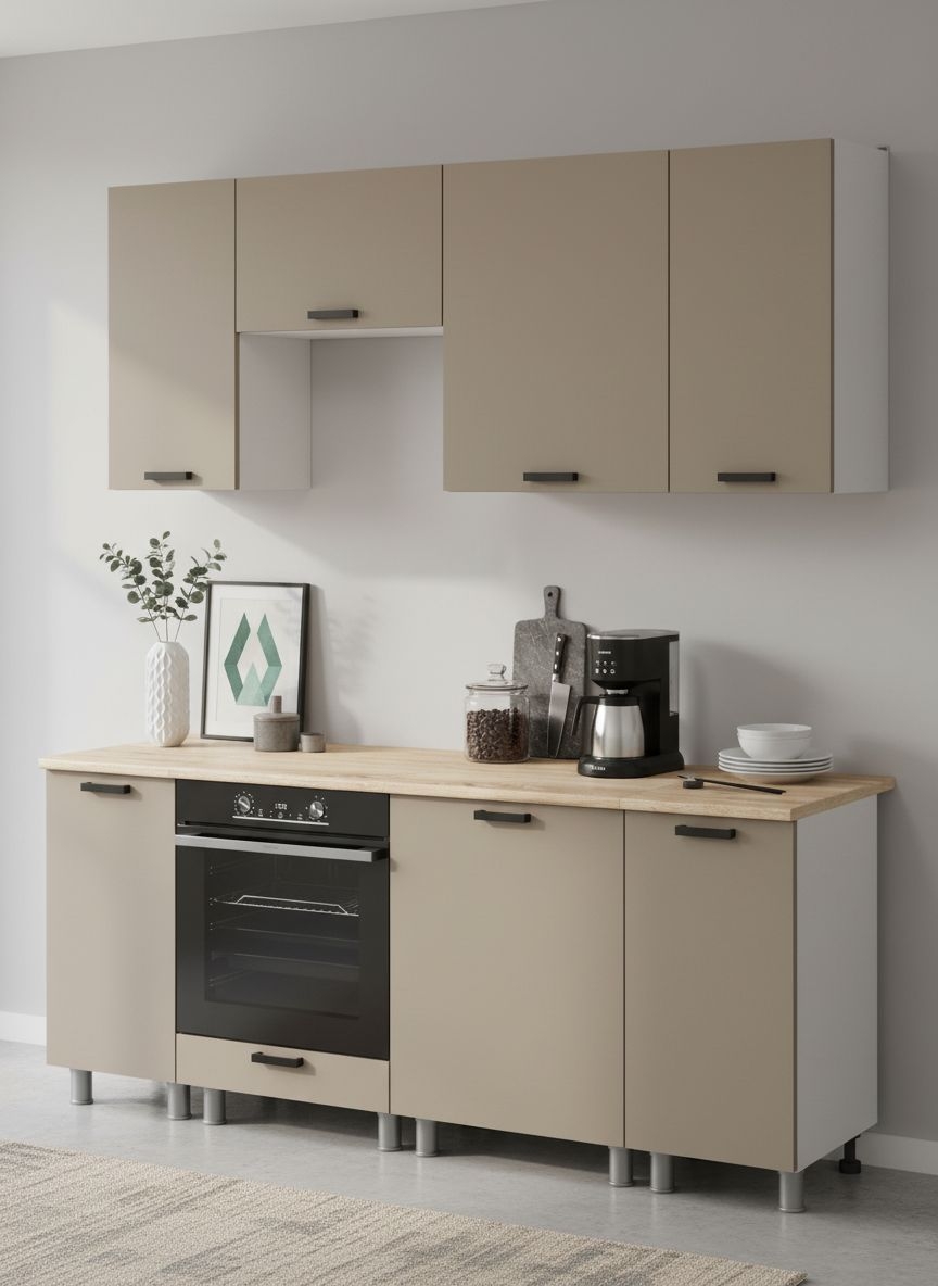 МК Аленушка 2м Орешник Матовый Вижен,скоба черный,сонома (без столешницы)