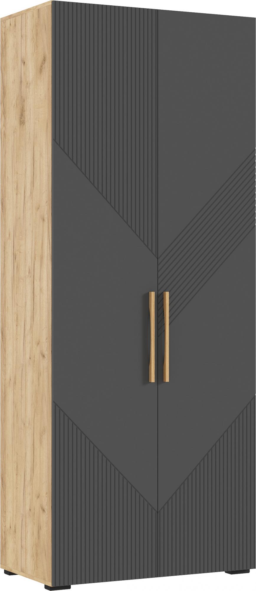 Шкаф двухстворчатый Ирис, Браш Графит, Дуб Крафт