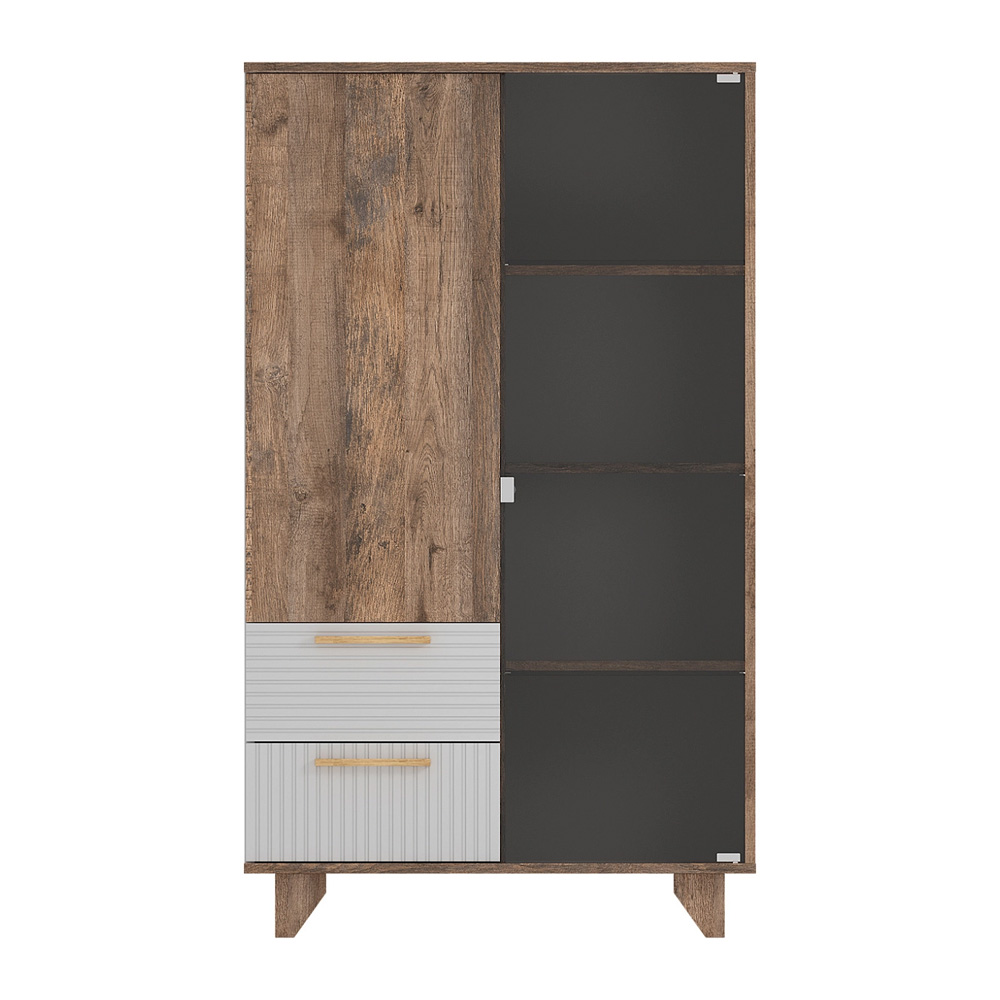 Ньёрд Шкаф-Витрина Н Дуб Самдал / Белый софт матовый