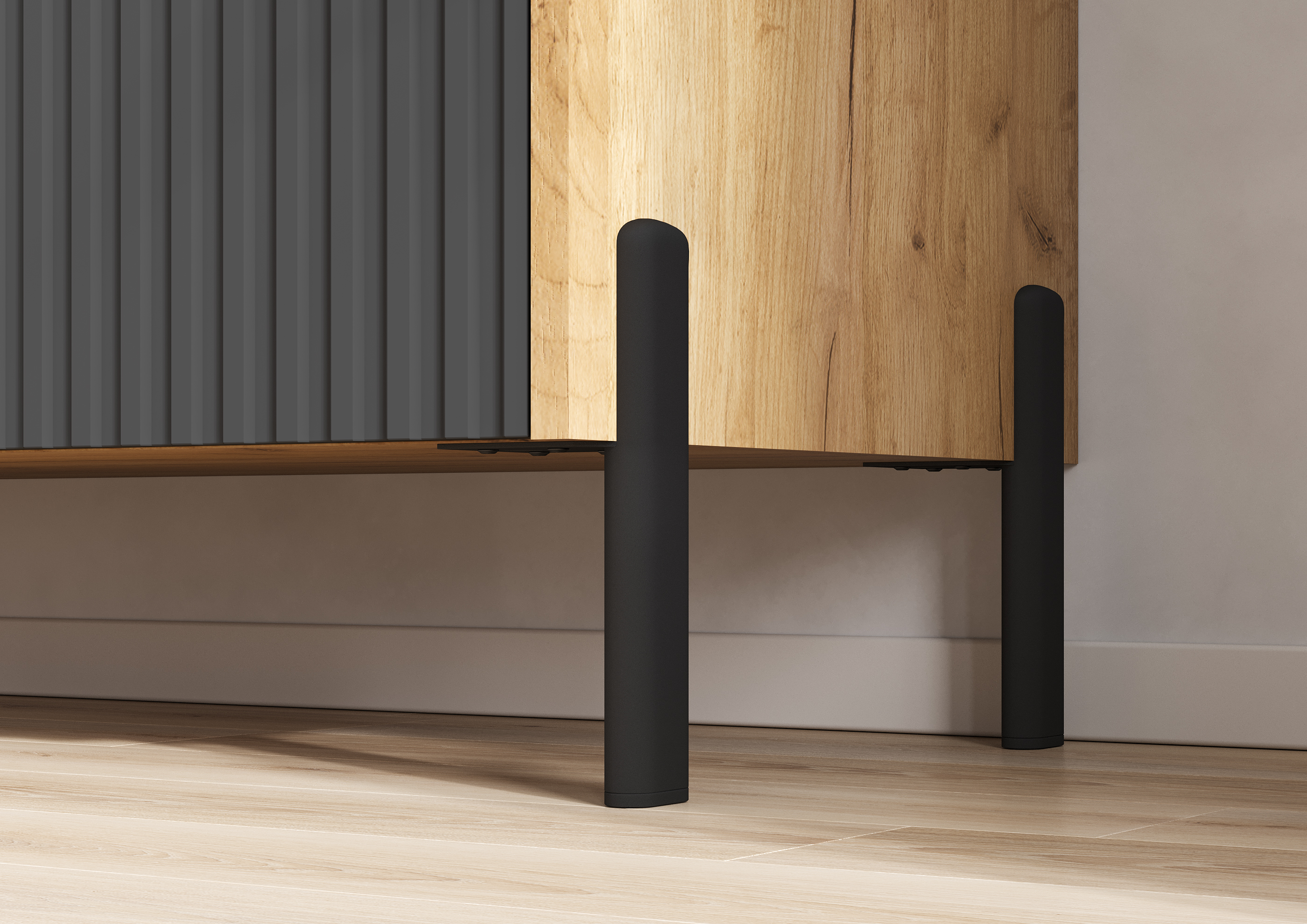 Комод Оливия (металл), Дуб Крафт, Графит Софт