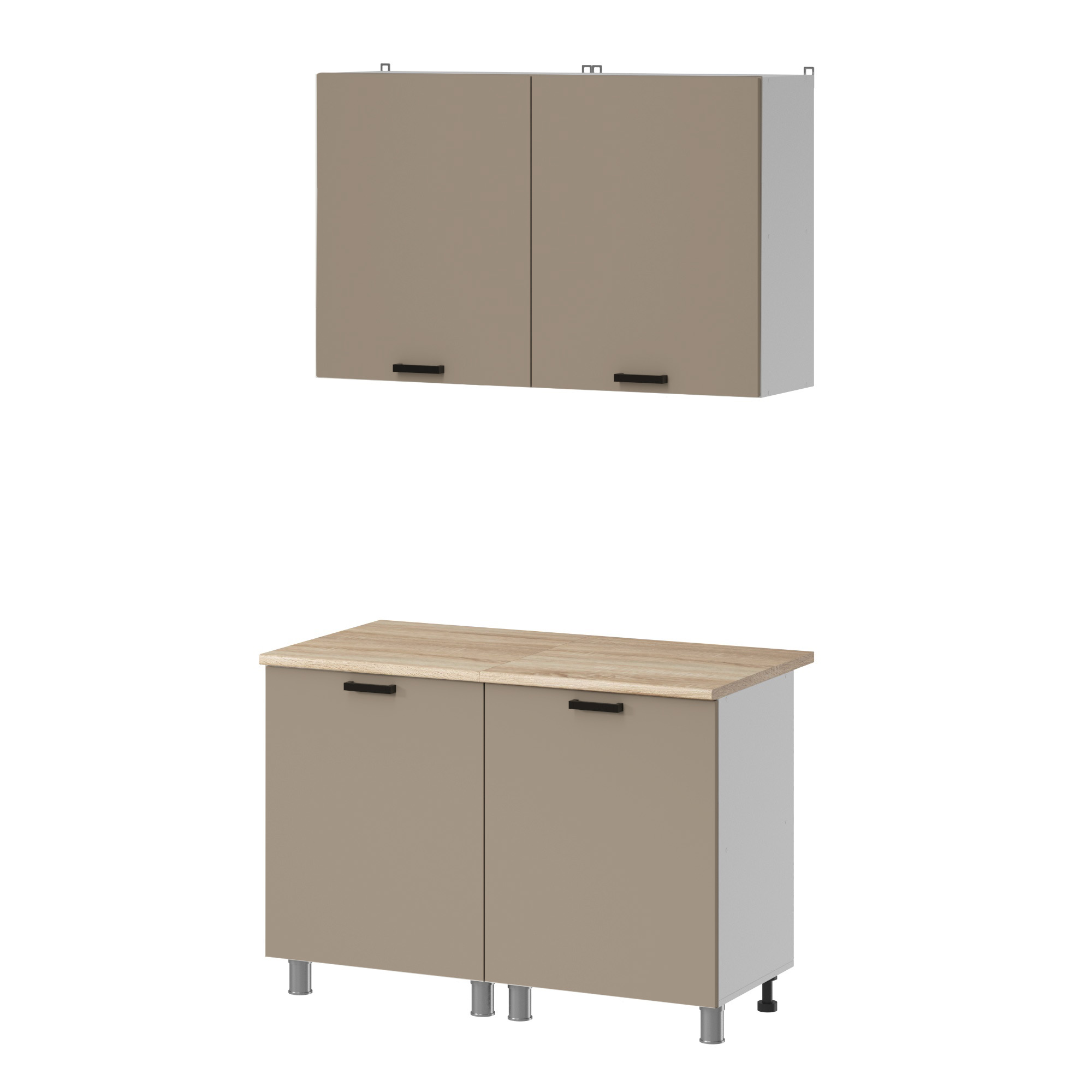 МК Аленушка 1,2м Орешник Матовый Вижен,скоба черный,сонома (без столешницы)