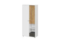 Шкаф 2-х створчатый комбинированный Анри белый текстурный / дуб золотой / железный камень