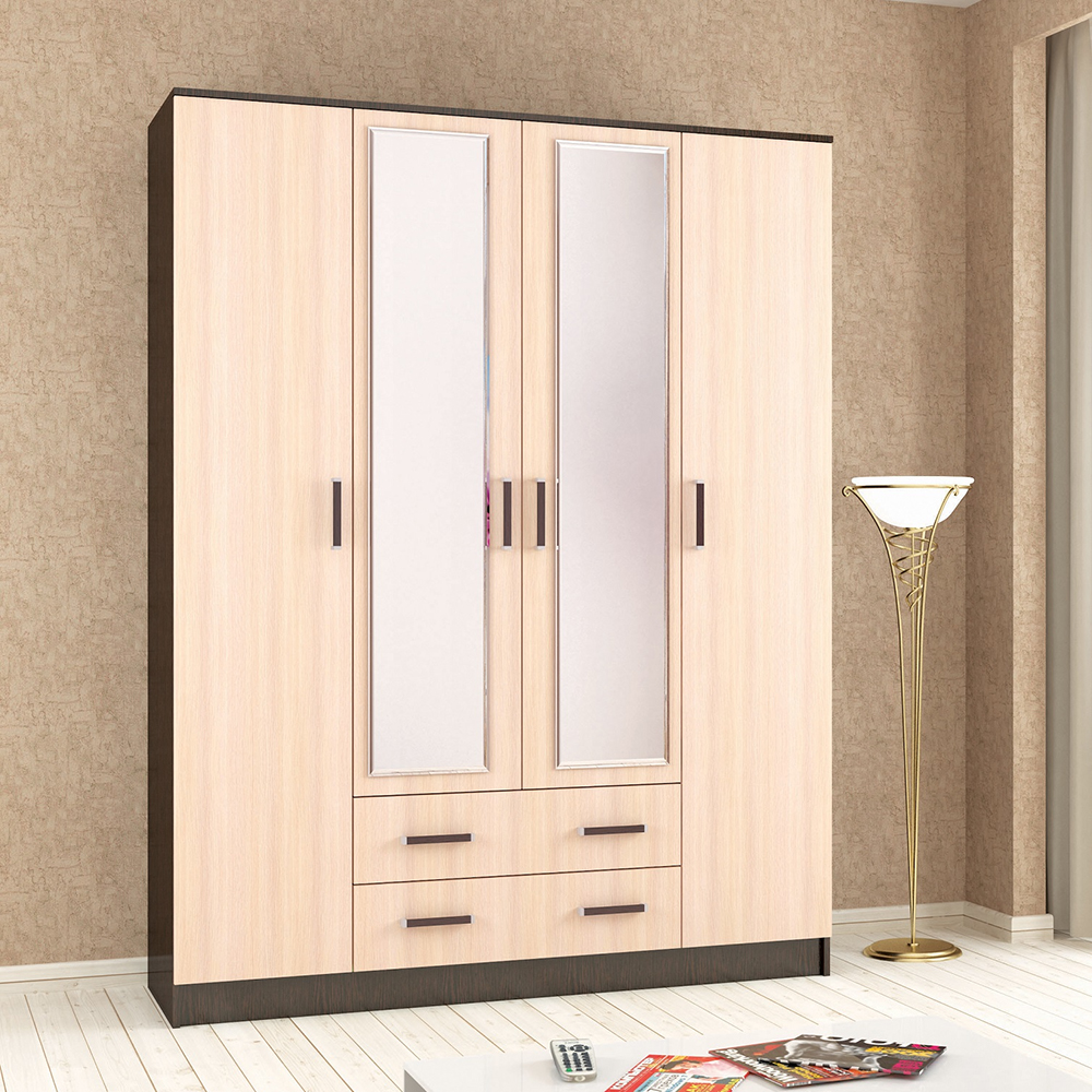 Шкаф для одежды и белья Лагуна 160 см, венге/дуб молочный