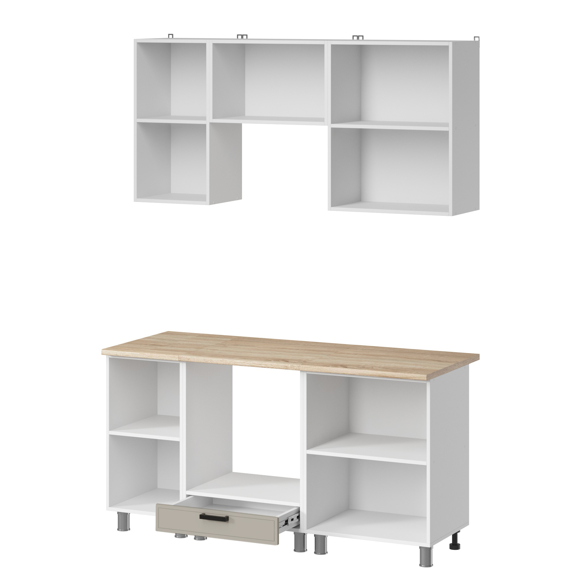 МК Аленушка 1,6м в.5 Магнолия Керамика,скоба черный,сонома