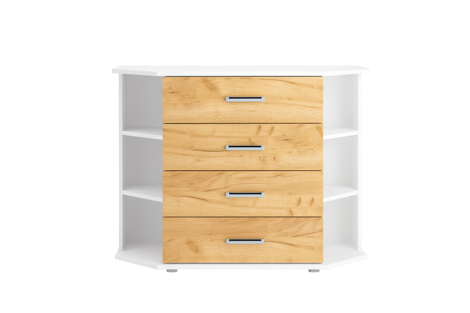 Комод угловой Катрин 7, дуб крафт золотой/белый