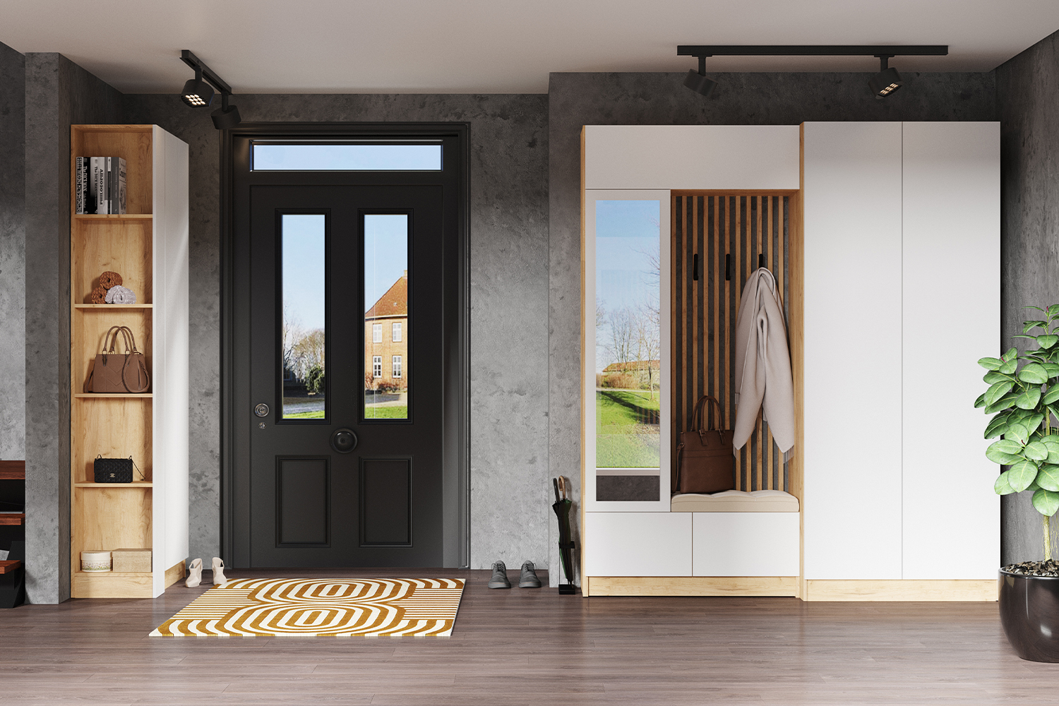 Мини-прихожая Руэлла, Дуб крафт золотой, Белый