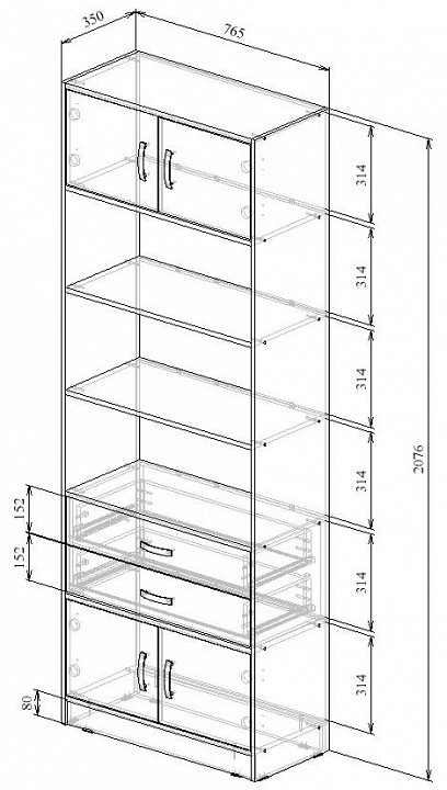 Стеллаж комбинированный Либерти-51