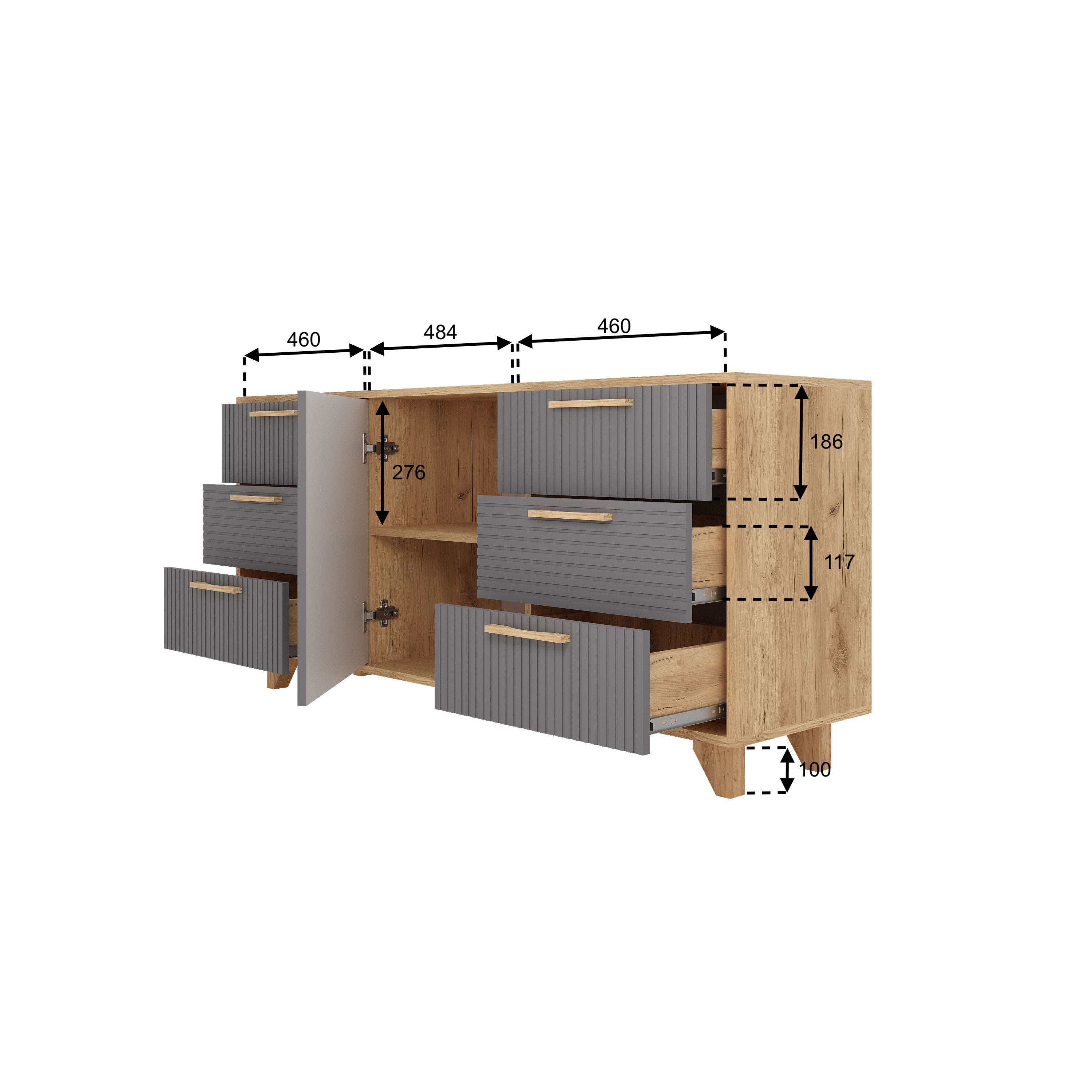 Ньёрд Комод 1,5 Дуб вотан/Черника