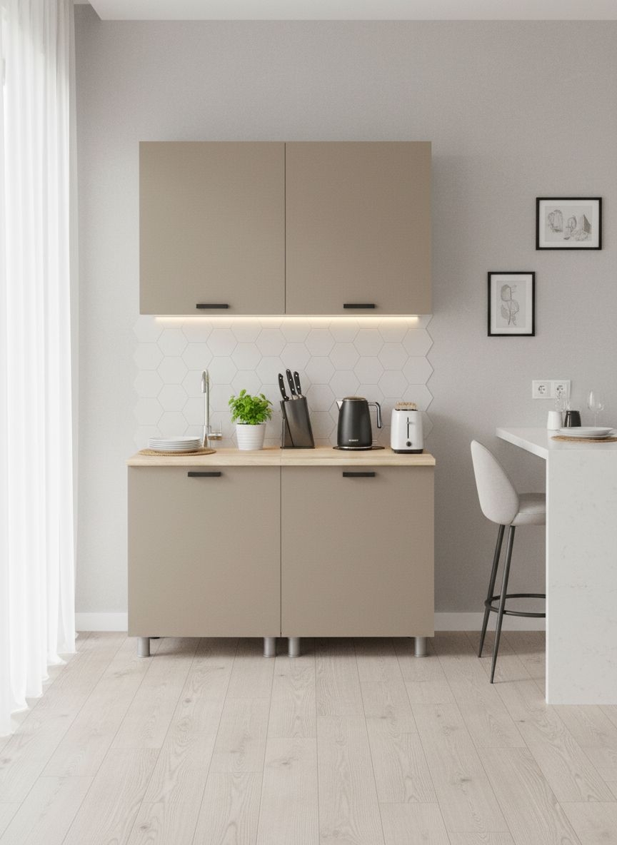 МК Аленушка 1,2м Орешник Матовый Вижен,скоба черный,сонома (без столешницы)