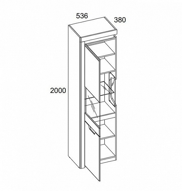 Шкаф-витрина Torino 1V1D L