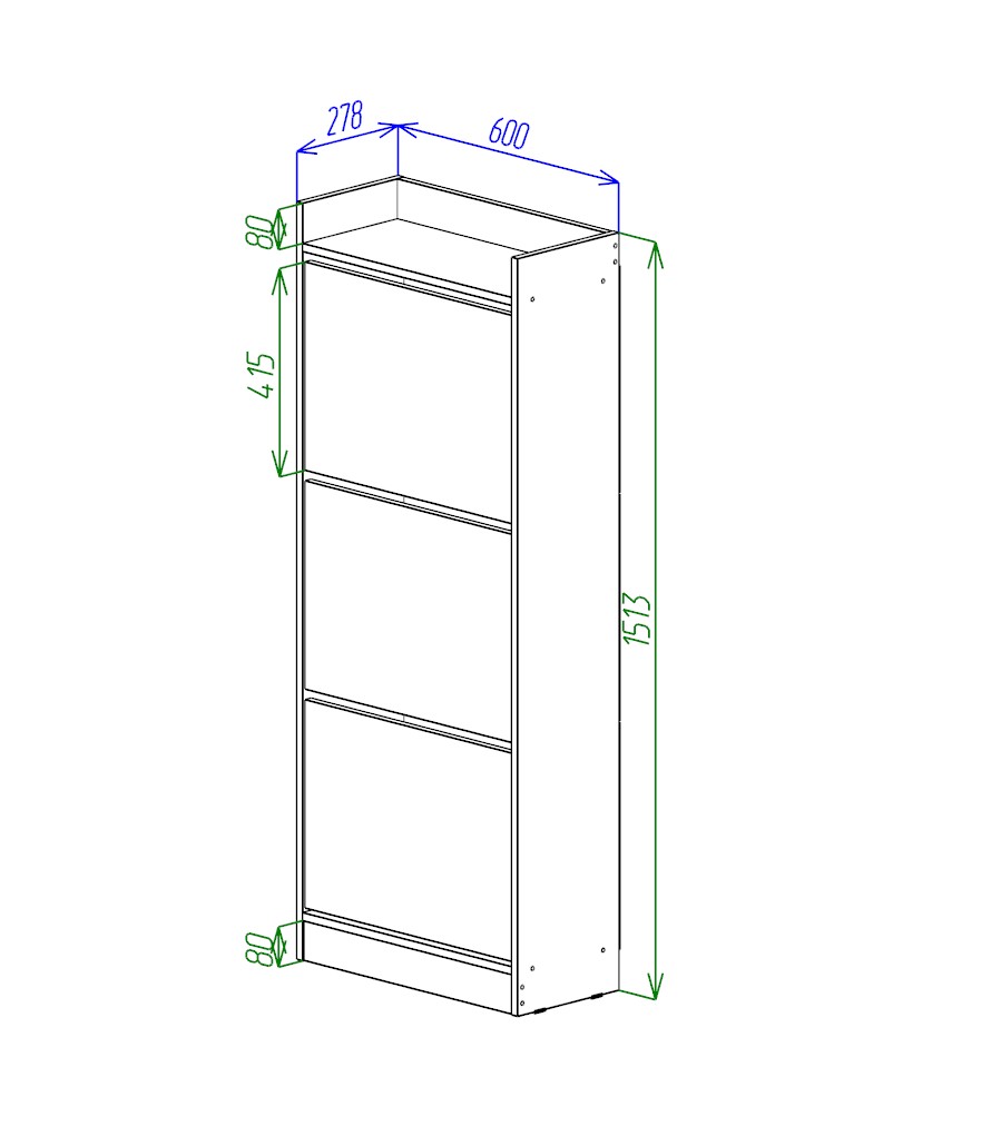 МС Охта Лайт Обувница 600.3 Дуб ВотанБелый гладкий