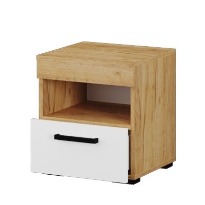 Тумба прикроватная Адель, белый/дуб крафт