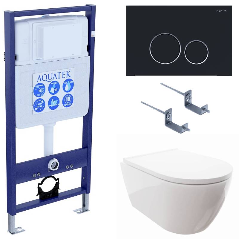 SET AQUATEK ПОЛАРИС (рама AQUATEK Standard INS-0000012+унитаз ПОЛАРИС AQ0700-00 с тонким сиденьем soft-close+ крепеж KKI-0000002 +панель KDI-0000020)