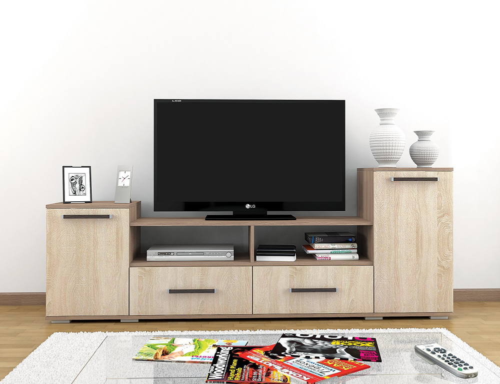 Тумба под ТВ Парус 2, ясень шимо/дуб сонома