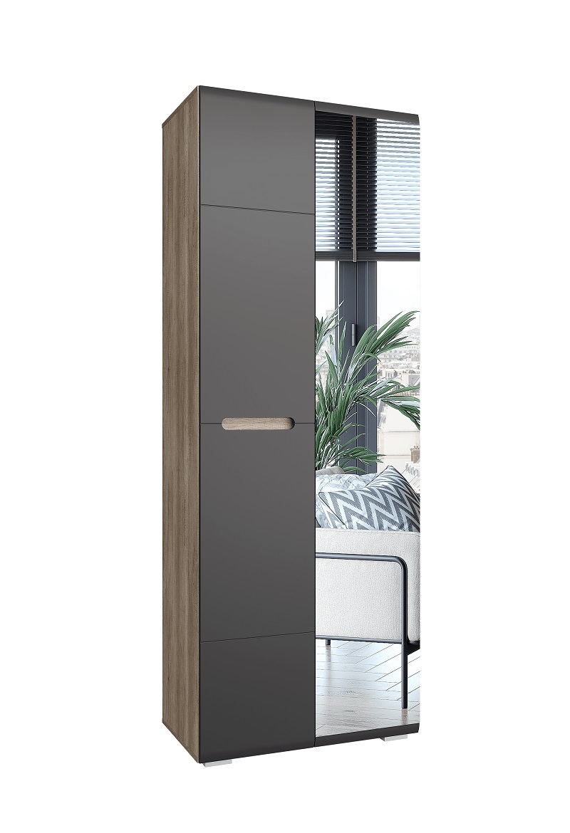 Шкаф с зеркалом Наоми ШК-22, графит